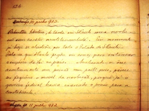 10 de julho de 1932, página do diário de Gessner Pomp�lio Pompêo de Barros, Itapetininga, SP