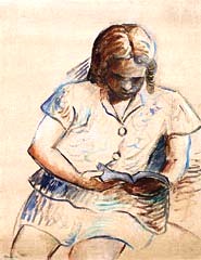Tarsila do Amaral (Brasil 1890-1973) Beatriz lendo, 1965, óleo sobre tela.
