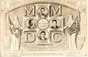 Cartão Postal com as iniciais dos 4 mártires da Guerra de '32.