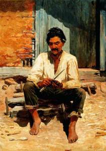 José Ferraz de Almeida Júnior, (Brasil 1850-1899), Caipira picando fumo, 1893, ost, Pinacoteca do Estado de São Paulo