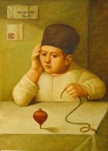 REYNALDO FONSECA (1925) O Pião – Óleo s/ tela – 70 x 50 cm – ass. sup. esquerdo e verso 2002.