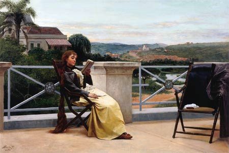 José Ferraz de Almeida Júnior (Brasil 1850-1899) Moça lendo em Itu.