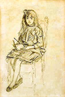 Bertha Worms (Brasil 1868-1937) Menina com livro, desenho
