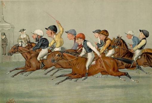 Ilustração de 1888, Inglaterra, Corrida de cavalos