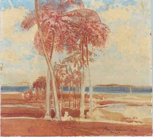 bruno-lechowski-polonia-1887-brasil-1942-renque-de-palmeiras-1927aquarela-44-x-49cm-col-wanda-lechowski