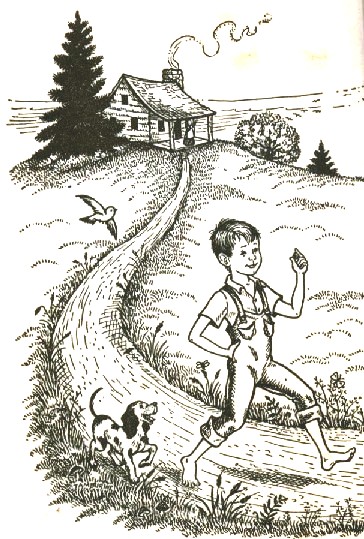 Menino correndo cachorrinho