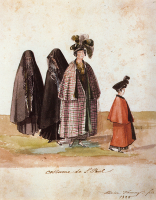 Trajes paulista 1825, aquarela e nanquim, 22 x 18 cm, acad ciencias são petersburgo, russia