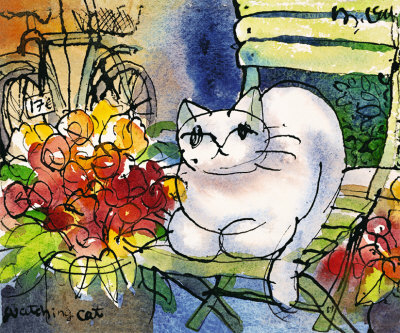 Gatinho observador, quadro de Michael Leu