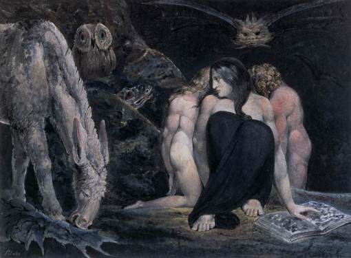 As Parcas, william-blake, 1795, bico de pena e aquarela sobre papel, Tate Gallery, Londres