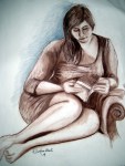 moça lendo, desenho
