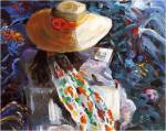 Salvador Pèrez Bassols (Espanha 1948) Mulher com chapéu&nbsp;lendo