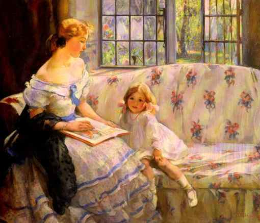 MaryEthelHunter (Inglaterra, 1878-1936), Era Uma Vez,1909,oleosobretela, 28x36inches MaryEthelHunter (Inglaterra, 1878-1936), Era Uma Vez,1909,oleosobretela, 28x36inches