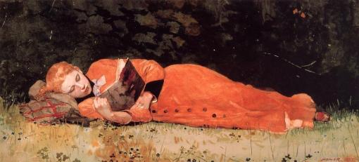 the_new_novel-by-winslow-homer (EUA 1836-1910) 1877, aquarela sobre papel, Museum of Fine arts, Springfield, Mass