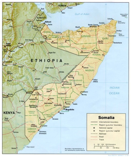 somalia, mapa, 1992