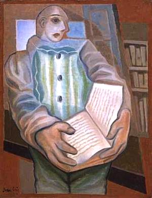 Juan_Gris ( 1887-1927) _-_Pierrot_com livro, cerca 1924, ost 84 x 70 cm, Tate gallery, Londres