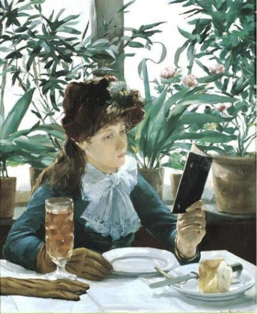 Alexandre Auguste Hannotiau ( Bélgica, 1863-1902), a leitura no café, ost,