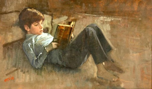 Aaron Shikler (1922)john-kennedy-jr-reading