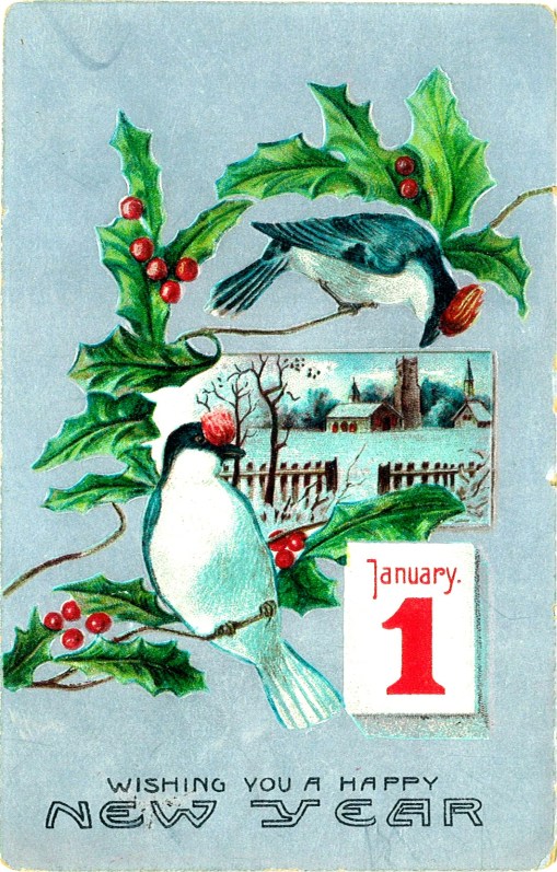 CALENDÁRIO ANO NOVO, 1921, PÁSSAROS, 1º DE JANEIRO