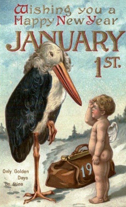 cegonha traz o ano novo 1900