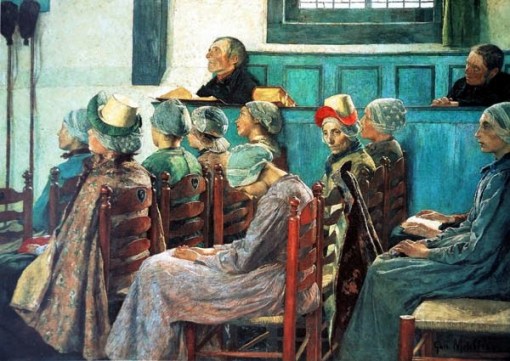 Gari Melchers, O sermão, 1886,  ost, [EUA, 1860-1932]
