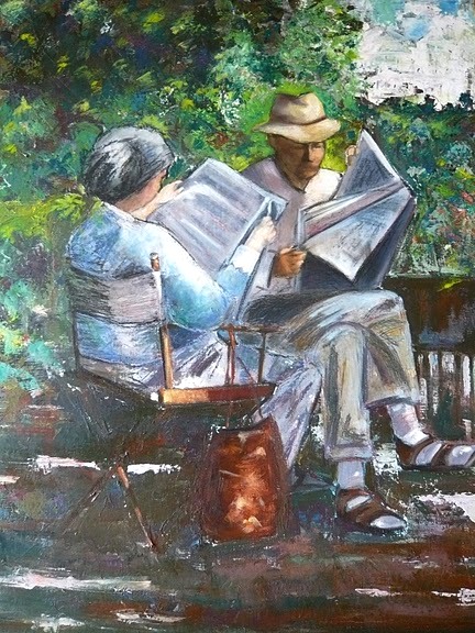 Ghislaine Gagna dans un jardim florentin