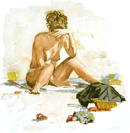 Albert-Jan Cool leitora na praia