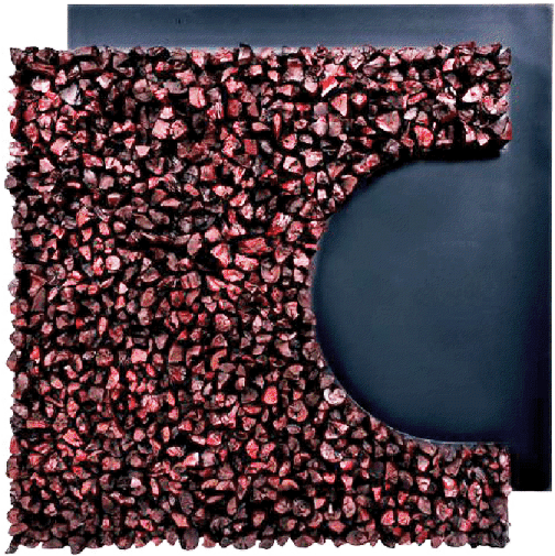 Magma III, 110 cm x 110 cm - óleo sobre madeira e carvãoDeflexoes - WRadwan - Magma III - 2011