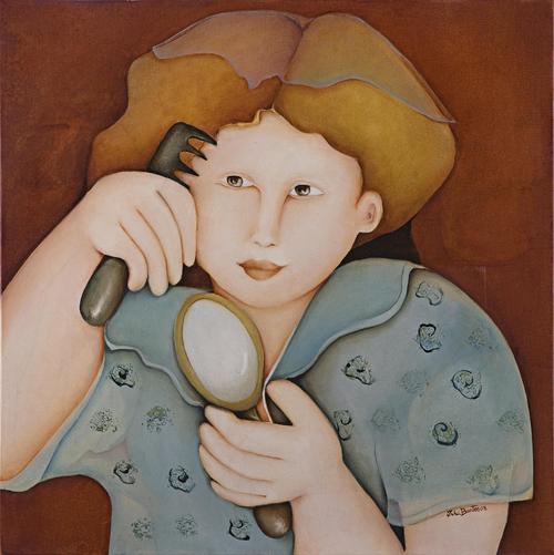 Espelho, Inha Bastos (Brasil, 1949) Menina do espelho, 2008, ost. 50x50cm