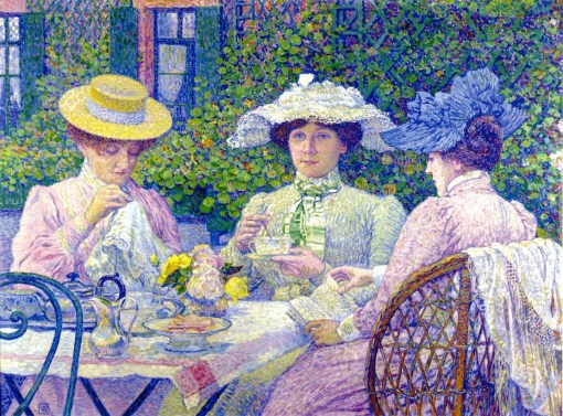 Théo (Théophile) van Rysselberghe (Bélgica, 1862 –1926) Tarde de verão, 1900-1902, ost, 98 x 130cm, Musee d'Ixelles, Bélgica