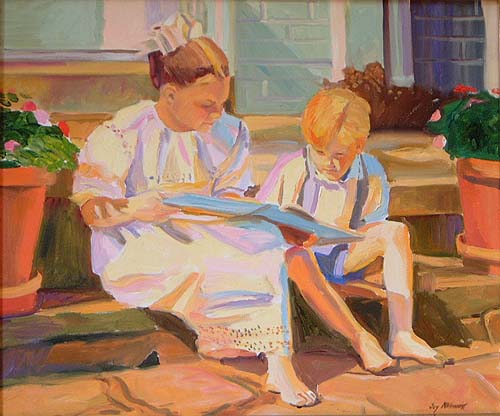 Joy McGinnis (EUA) reading-lesson, oleo