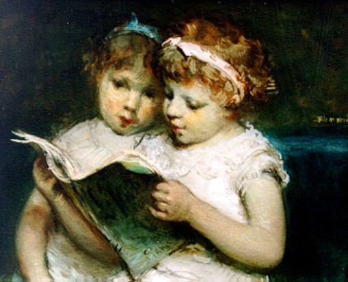 Bernardus Johannes Blommers (1845-1914)Twee lezende zusjes