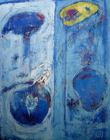 Newman Shutze (Brasil, 1960)Superfície com azul e branco, Acrílico sobre tela140 x 110 cm