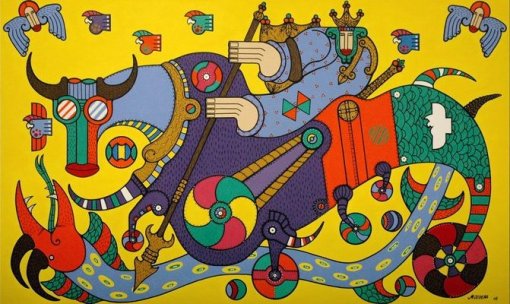 Obra , Guerreiro Jorge , ast 120x200cm -sp  Coleção Metropolis Tv cultura -spmarcos de oliveira