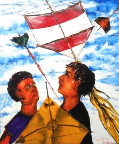 David Ricci, Dois meninos olhand pipas, 2005, ost, 60 x 40 cm