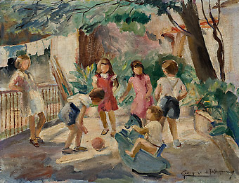 Georgina de Albuquerque,Brincadeiras de Criança, osm,c. 1950,27 x 35 cm