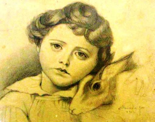 José Ferraz de Almeida Júnior, Menina, 1890, desenho a carvão