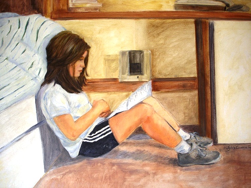 Maria Sylvia cordeiro, menina lendo, ost 80 x 100