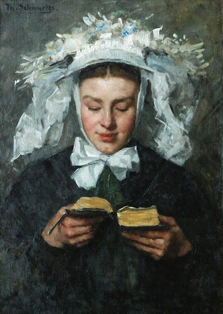 Thérèse Schwartze (Amsterdam artist, 1851-1918) Young Woman Reading in Brabant Costume