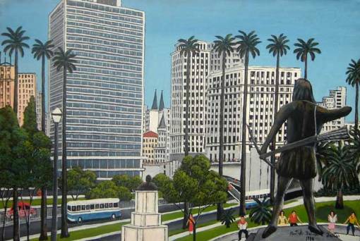 Agostinho Batista de Freitas (1927-1997)Vale do Anhangabaú,1980,ost, 50 x 70 cm