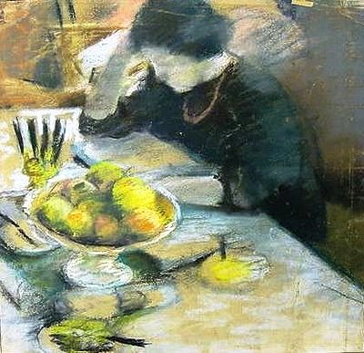Auguste Macke, elisabeth lebdo com frutas à mesa, 1908