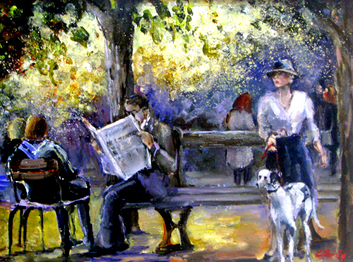 Luxembourg Gardens 49x59cm Oil & Acrylic Framed