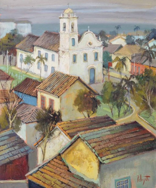 Omar Pellegatta, Igreja de Belém do Pará, óleo sobre tela, 46x55, sem data, sem moldura, acie