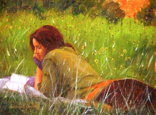 Anthony A. González, Reading a Poem_de Daily Painters of Texas de ANTHONY A. GONZÁLEZ