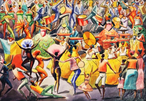 Hector Carybé (1911-1997)Carnaval, 1986, guache vinil e acrilico sobre cartao, 50 x 80
