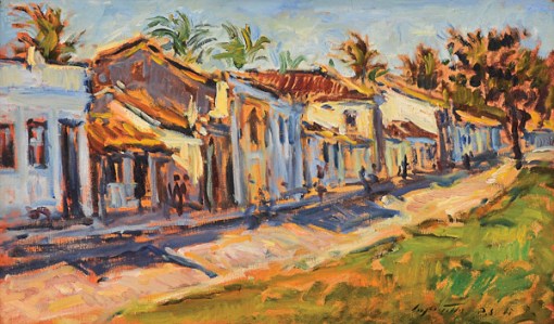 SÉRGIO TELLES (1936)Vila de casas em Porto Seguro - BA,ost, 27 X 46(1985)