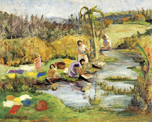 Anita Malfatti, As Lavadeiras, dc 1920, osm, 38 x 46cm,Retrata a fazenda de Tarsila do Amaral.