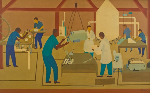 DJANIRA DA MOTTA E SILVA - (1914 - 1979)Oficina de trabalho- ost - 73 x 114 - cid e d - 1962