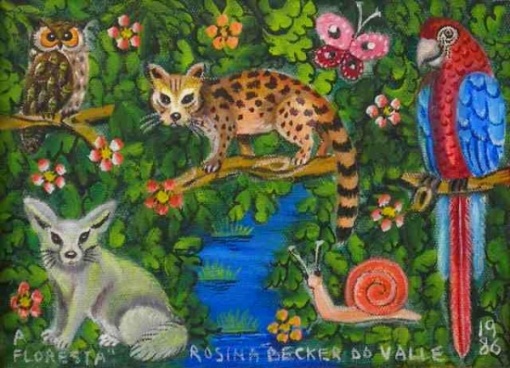 Rosina Becker do Valle (1914-2000) - A Floresta - Óleo sobre tela - 17 x 22,5 cm - 1986