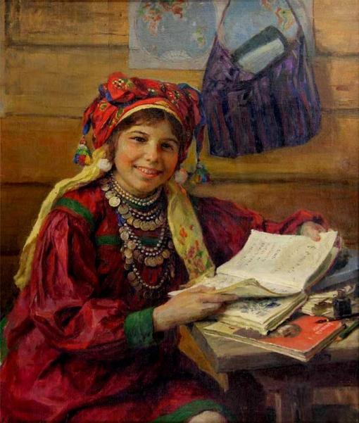 FV Sychkov (1870 - 1958),Uma menina de escola, 1934