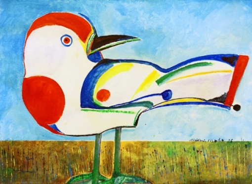 Aldemir Martins - Pássaro. Acrílica sobre tela, 60x81 cm, 1986,